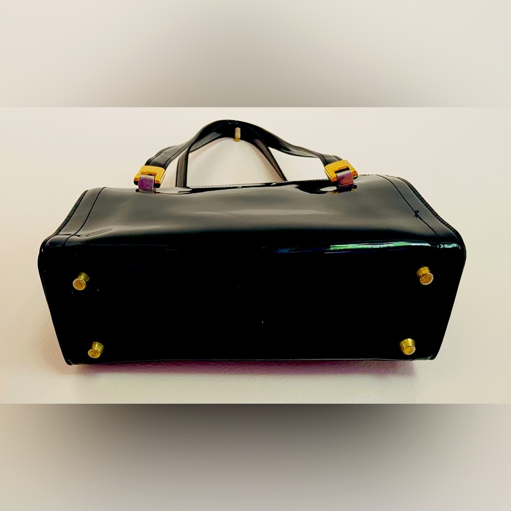Vintage Black Koret Patent Leather Handbag With Attached Interior Coin Purse EUC - Picture 3 of 9